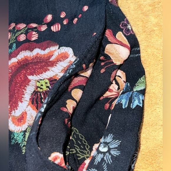 Zara Black Boho Printed Floral Dress Maxi Long Women’s Extra Small Rare Unique - Picture 7 of 10
